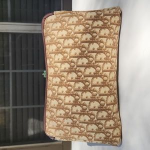 Dior Vintage Zip Canvas Pouch / Clutch - Tan and Brown